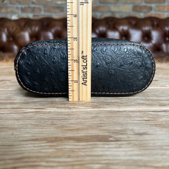 Vintage Genuine Ostrich Leather Borse in Pelle Crossbody Handbag Black Cognac - Picture 11 of 13